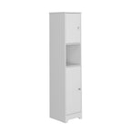 14" White Wood Double Door Linen Cabinet