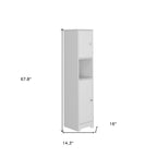 14" White Wood Double Door Linen Cabinet