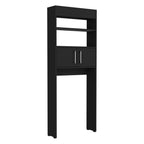 25" Black Wood Recessed Double Door Over-the-Toilet Storage