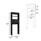 25" Black Wood Recessed Double Door Over-the-Toilet Storage
