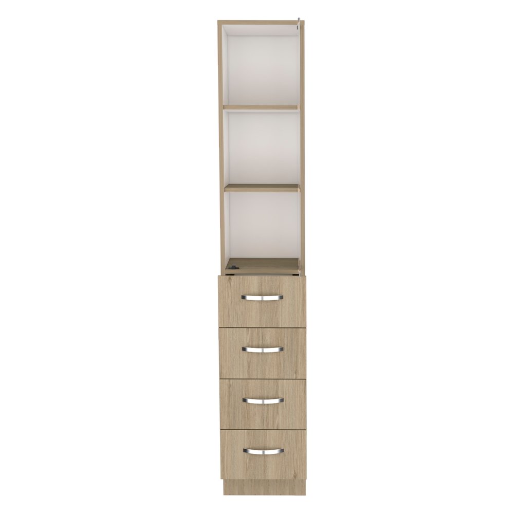 12" Natural Wood Linen Cabinet