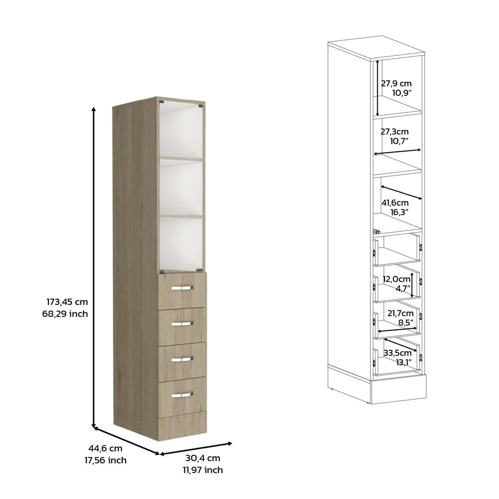 12" Natural Wood Linen Cabinet