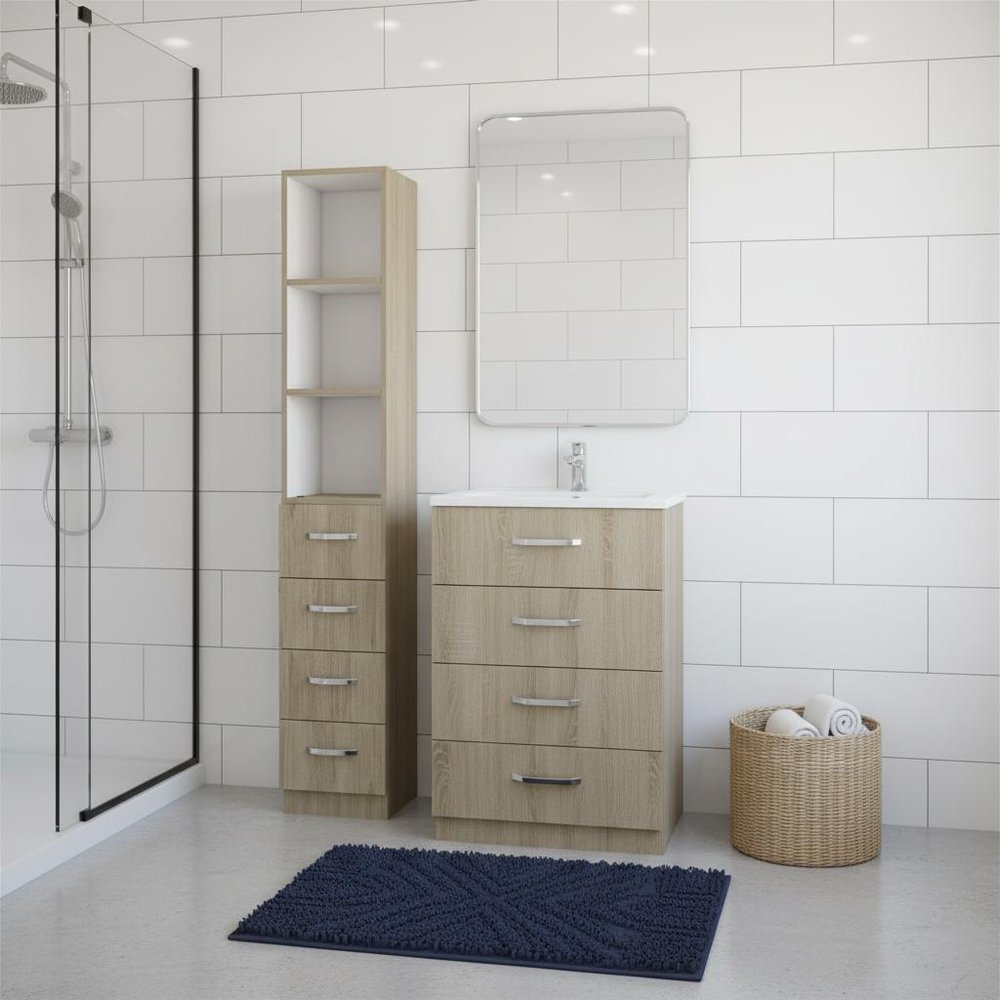 12" Natural Wood Linen Cabinet