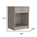 22" Gray Wood One Drawer Nightstand