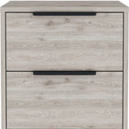19" Gray Wood Two Drawer Nightstand
