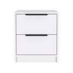 19" White Wood Two Drawer Nightstand