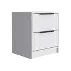 19" White Wood Two Drawer Nightstand