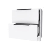 19" White Wood Two Drawer Nightstand