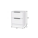 19" White Wood Two Drawer Nightstand