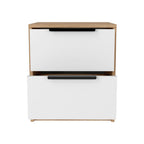 19" White Wood Two Drawer Nightstand