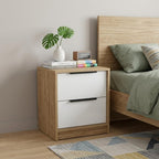 19" White Wood Two Drawer Nightstand