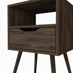 25" Brown Wood One Drawer Nightstand
