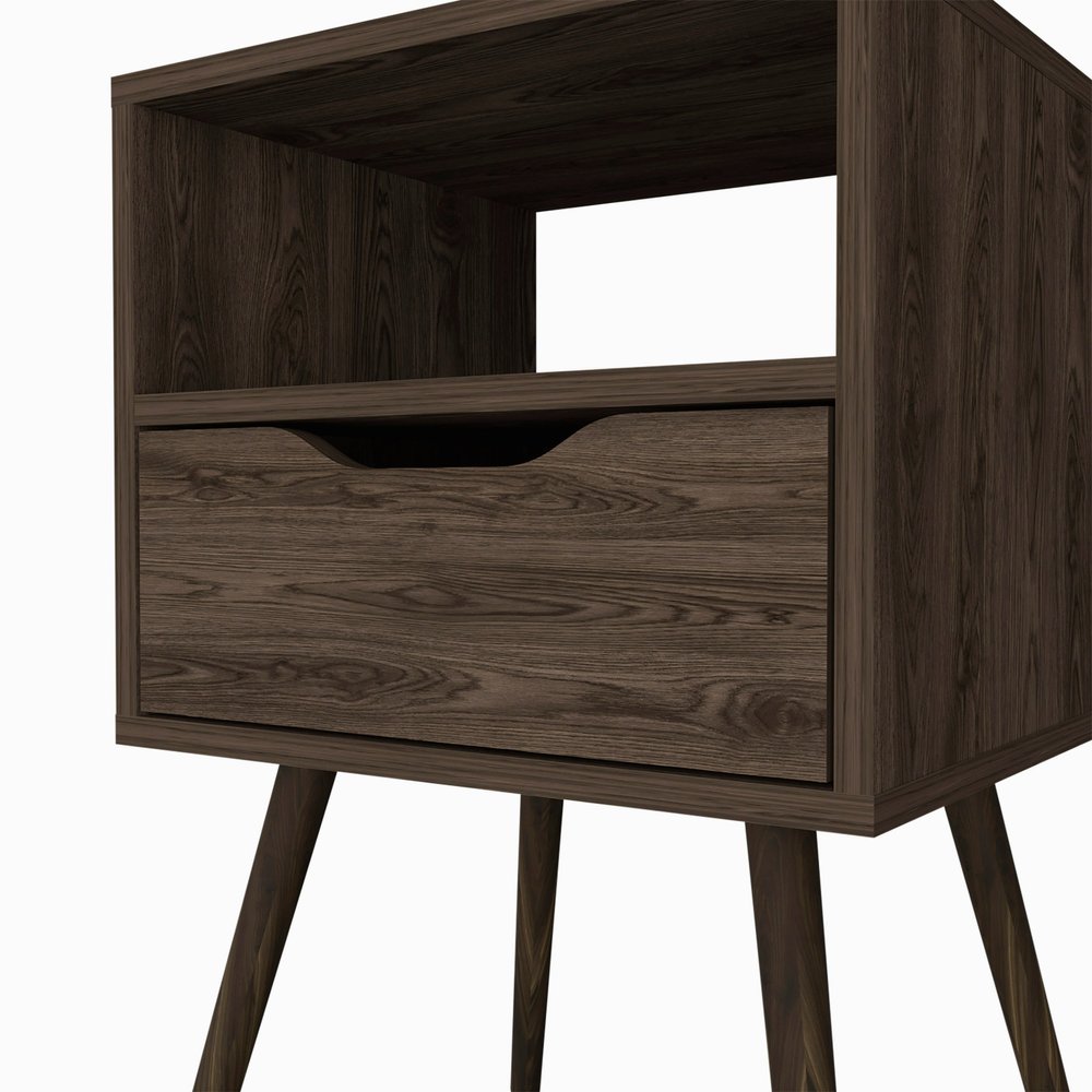 25" Brown Wood One Drawer Nightstand