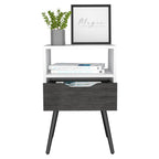 25" Gray Wood One Drawer Nightstand