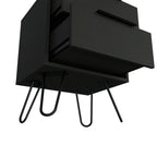 22" Black Wood Two Drawer Nightstand