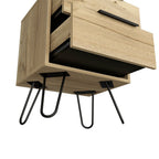 22" Oak Wood Two Drawer Nightstand