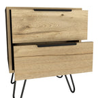 22" Oak Wood Two Drawer Nightstand