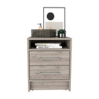 20" Gray Wood Two Drawer Nightstand