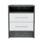 20" Gray Wood Two Drawer Nightstand