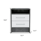 20" Gray Wood Two Drawer Nightstand