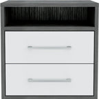 20" Gray Wood Two Drawer Nightstand