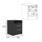 20" Black Two Drawer Faux Wood Nightstand