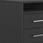 20" Black Two Drawer Faux Wood Nightstand