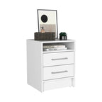 20" White Wood Two Drawer Nightstand