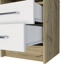 20" White Wood Two Drawer Nightstand
