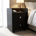 22" Black Wood Two Drawer Nightstand