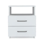 20" White Wood Two Drawer Nightstand