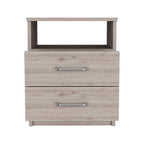 20" Gray Two Drawer Faux Wood Nightstand