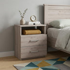 20" Gray Two Drawer Faux Wood Nightstand