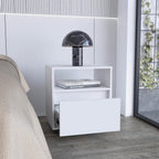 21" White Wood One Drawer Nightstand