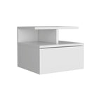 12" White Wood One Drawer Floating Nightstand