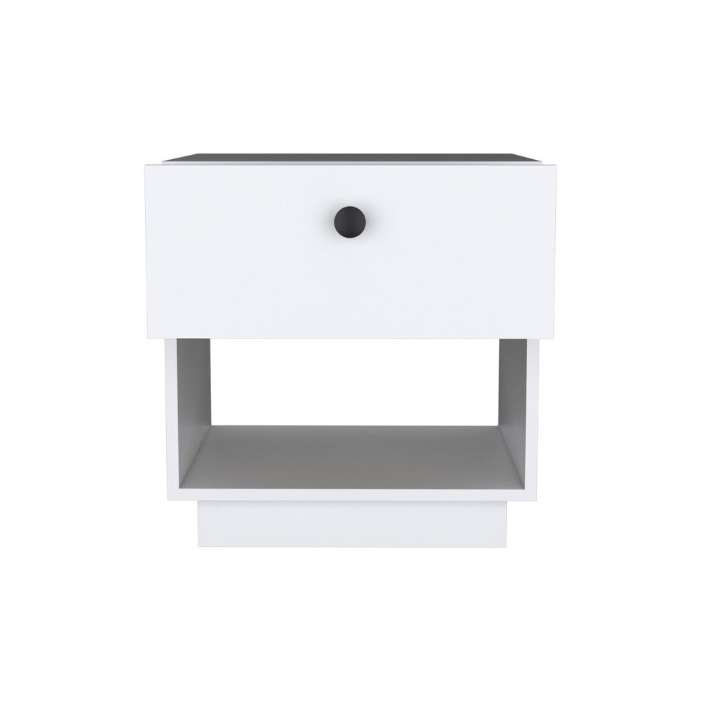 20" White Wood One Drawer Nightstand