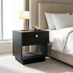 20" Black Wood One Drawer Nightstand