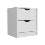 19" White Wood Two Drawer Nightstand