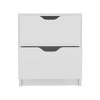 19" White Wood Two Drawer Nightstand