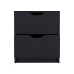 19" Black Wood Two Drawer Nightstand