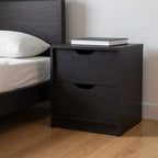 19" Black Wood Two Drawer Nightstand