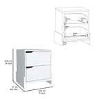 20" White Wood Two Drawer Nightstand