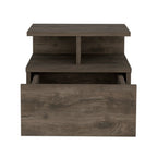 12" Brown Wood One Drawer Floating Nightstand