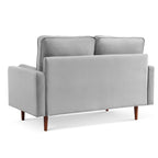57" Gray And Dark Brown Velvet Loveseat and Toss Pillows