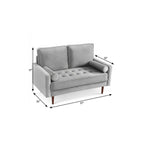 57" Gray And Dark Brown Velvet Loveseat and Toss Pillows