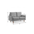57" Gray And Dark Brown Velvet Loveseat