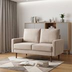 57" Beige And Dark Brown Velvet Loveseat