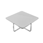 35" Light Gray And Silver Metallic Wood And Stainless Steel Square Coffee Table