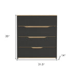 32" Natural And Black Four Drawer Dresser