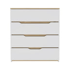 32" White And Natural Wood Four Drawer Dresser